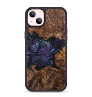 iPhone 14 Plus Wood+Resin Phone Case - Esmeralda (Purple, 700977)