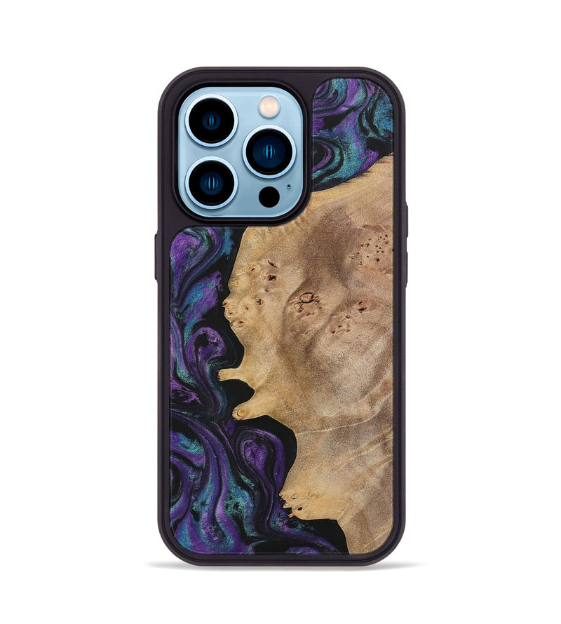 iPhone 14 Pro Wood+Resin Phone Case - Agnes (Purple, 700978)