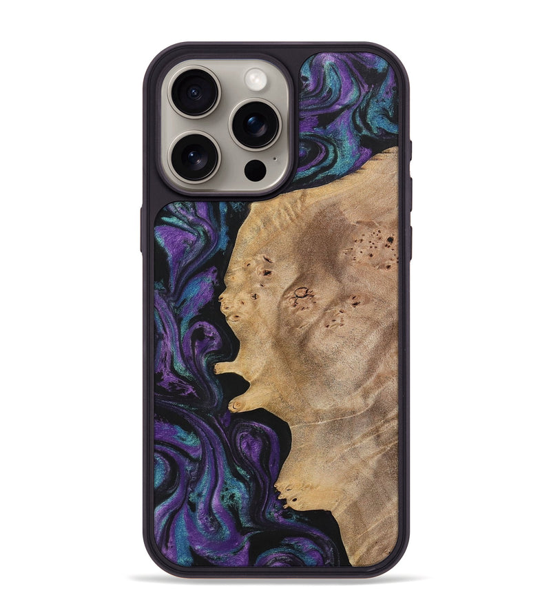 iPhone 15 Pro Max Wood+Resin Phone Case - Agnes (Purple, 700978)