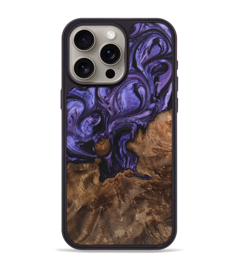 iPhone 15 Pro Max Wood+Resin Phone Case - Doris (Purple, 700981)