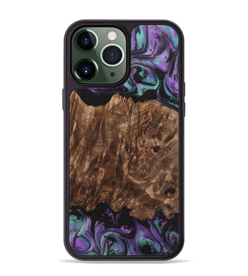 iPhone 13 Pro Max Wood+Resin Phone Case - Amina (Purple, 700983)