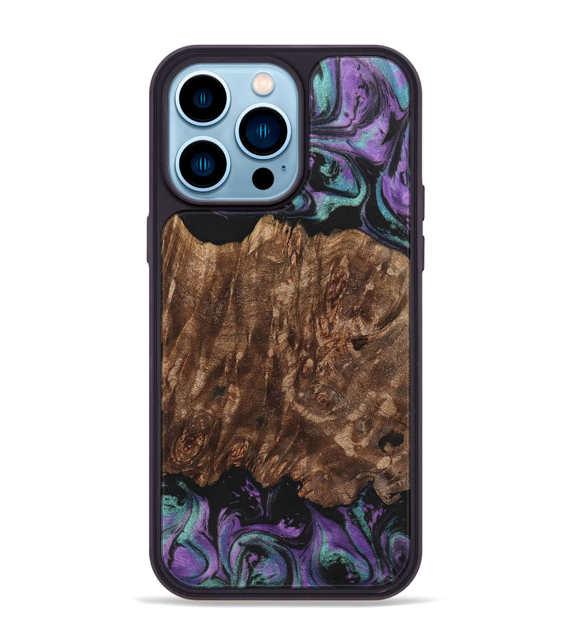 iPhone 14 Pro Max Wood+Resin Phone Case - Amina (Purple, 700983)