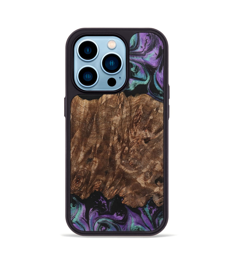 iPhone 14 Pro Wood+Resin Phone Case - Amina (Purple, 700983)