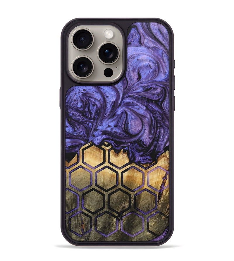 iPhone 15 Pro Max Wood+Resin Phone Case - Krystal (Pattern, 701045)