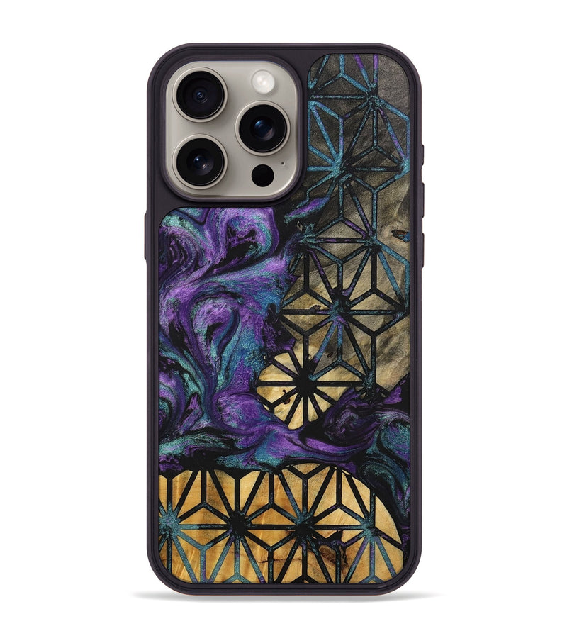 iPhone 15 Pro Max Wood+Resin Phone Case - Elena (Pattern, 701049)