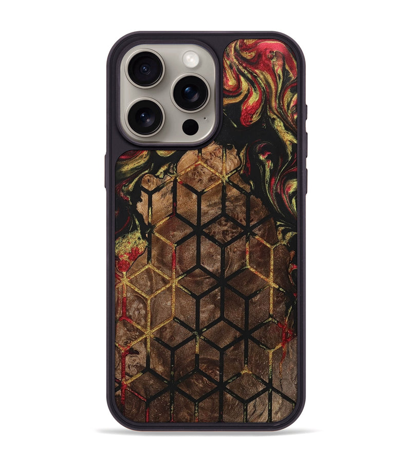 iPhone 15 Pro Max Wood+Resin Phone Case - Elisa (Pattern, 701050)