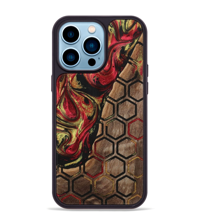 iPhone 14 Pro Max Wood+Resin Phone Case - Danna (Pattern, 701052)