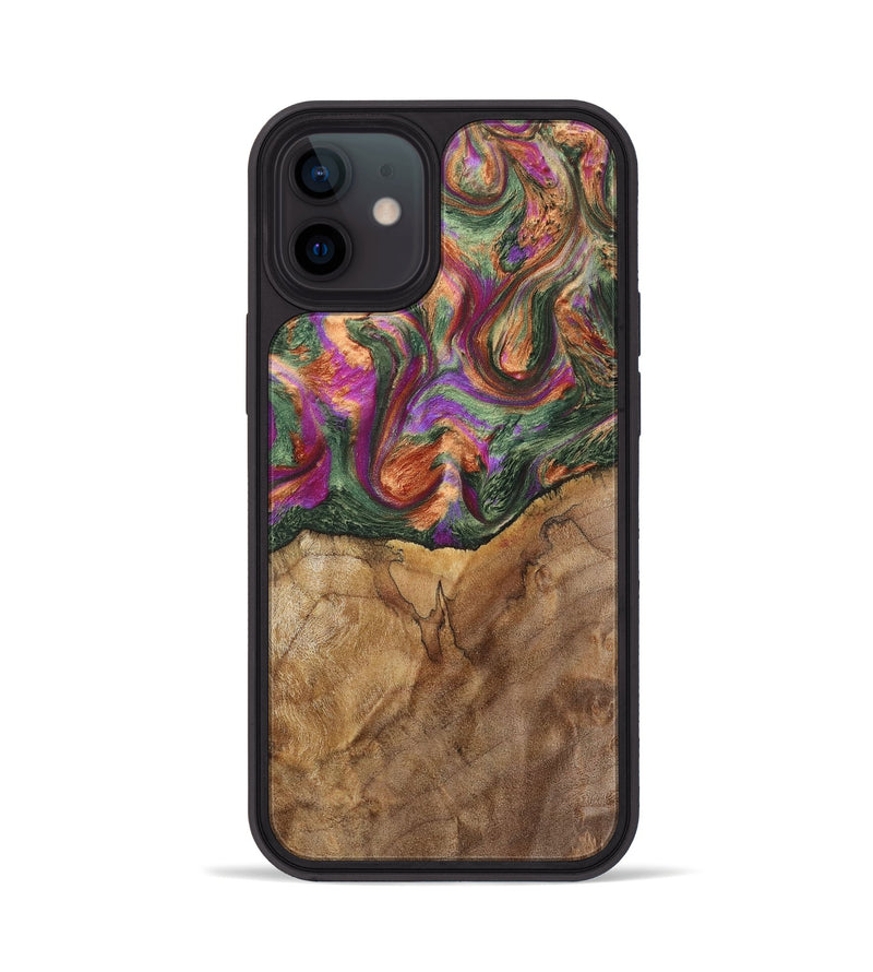 iPhone 12 Wood+Resin Phone Case - Ellen (Green, 701057)