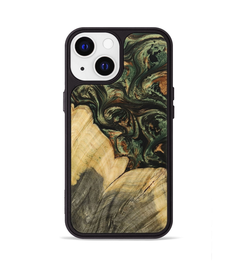 iPhone 13 Wood+Resin Phone Case - Guy (Green, 701061)