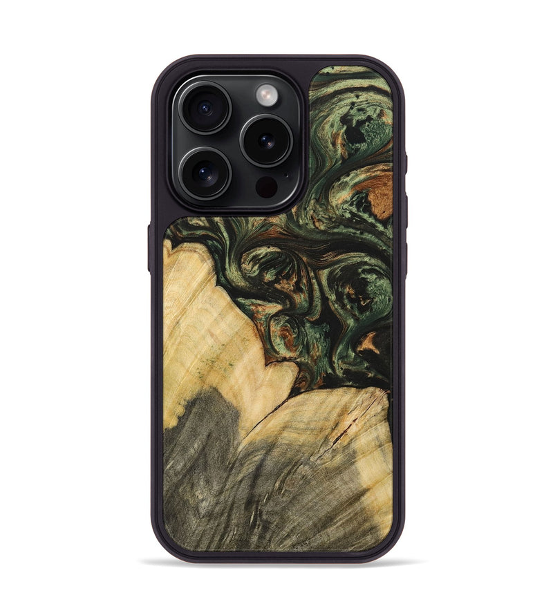 iPhone 15 Pro Wood+Resin Phone Case - Guy (Green, 701061)