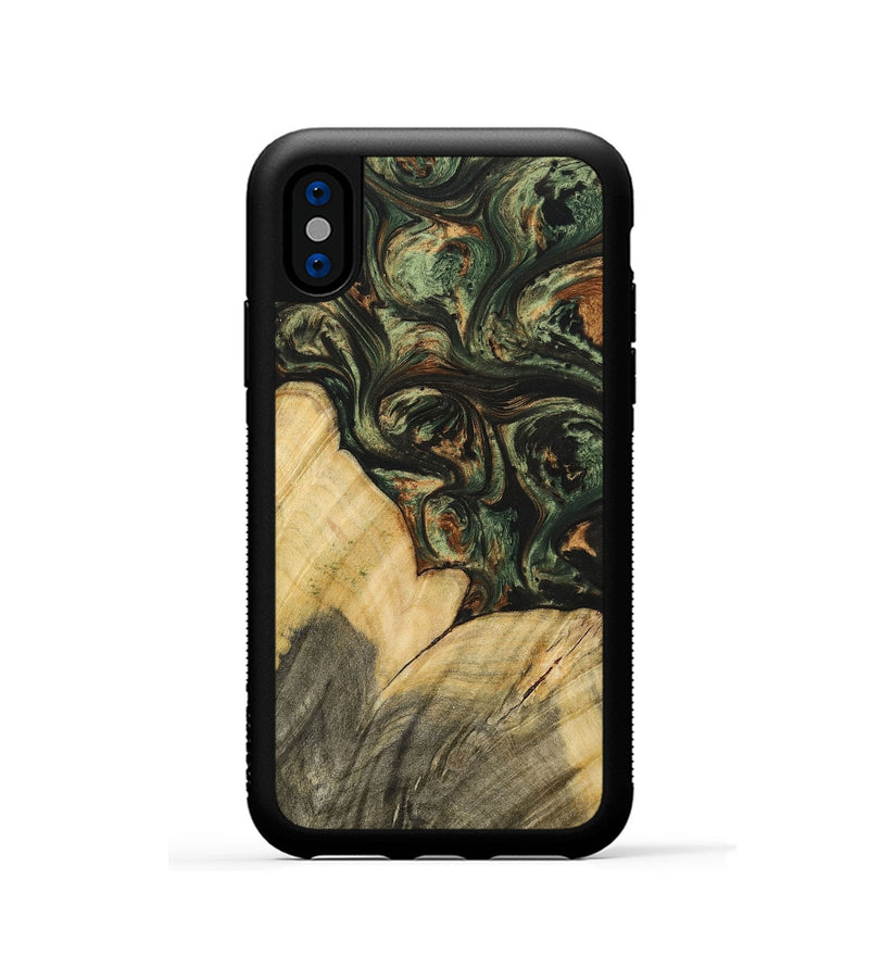 iPhone Xs Wood+Resin Phone Case - Guy (Green, 701061)