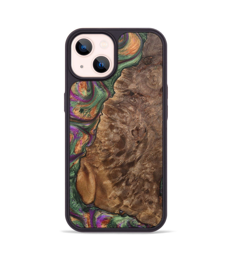 iPhone 14 Wood+Resin Phone Case - Lyla (Green, 701071)