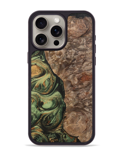 iPhone 15 Pro Max Wood+Resin Phone Case - Terrell (Green, 701075)