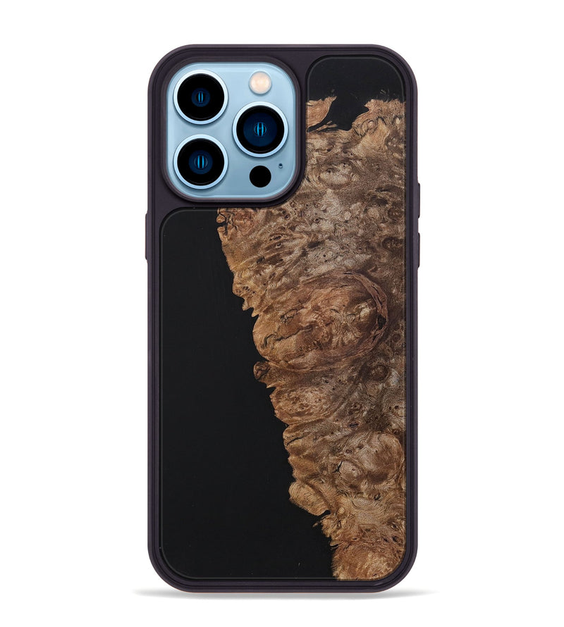 iPhone 14 Pro Max Wood+Resin Phone Case - Kaelyn (Pure Black, 701126)