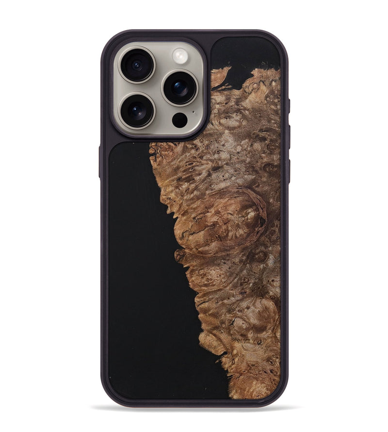 iPhone 15 Pro Max Wood+Resin Phone Case - Kaelyn (Pure Black, 701126)