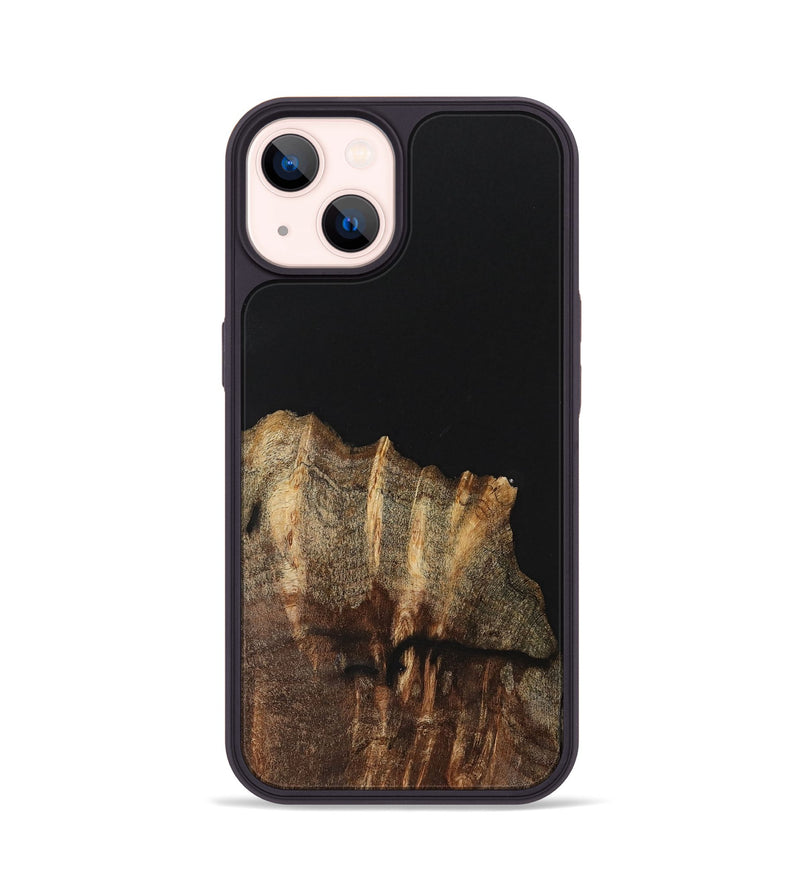 iPhone 14 Wood+Resin Phone Case - Eloise (Pure Black, 701134)