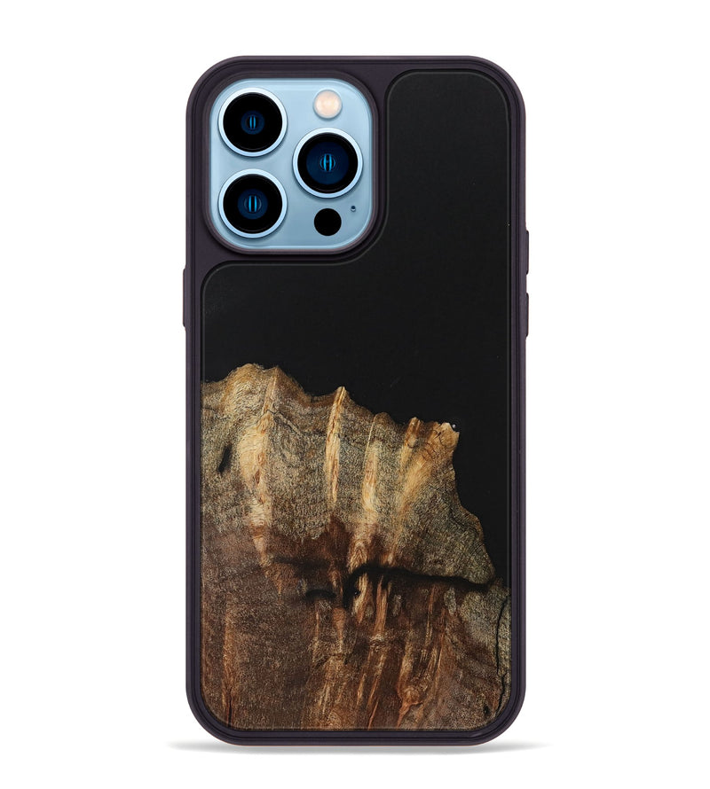 iPhone 14 Pro Max Wood+Resin Phone Case - Eloise (Pure Black, 701134)