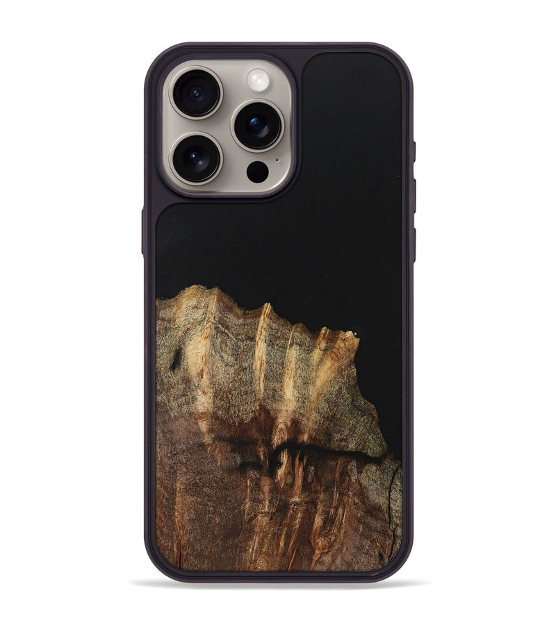 iPhone 15 Pro Max Wood+Resin Phone Case - Eloise (Pure Black, 701134)