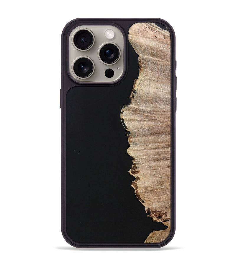 iPhone 15 Pro Max Wood+Resin Phone Case - Collins (Pure Black, 701137)