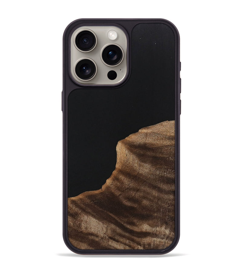 iPhone 15 Pro Max Wood+Resin Phone Case - Christine (Pure Black, 701143)