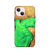 iPhone 13 mini Wood+Resin Live Edge Phone Case - Beth (Green, 701158)