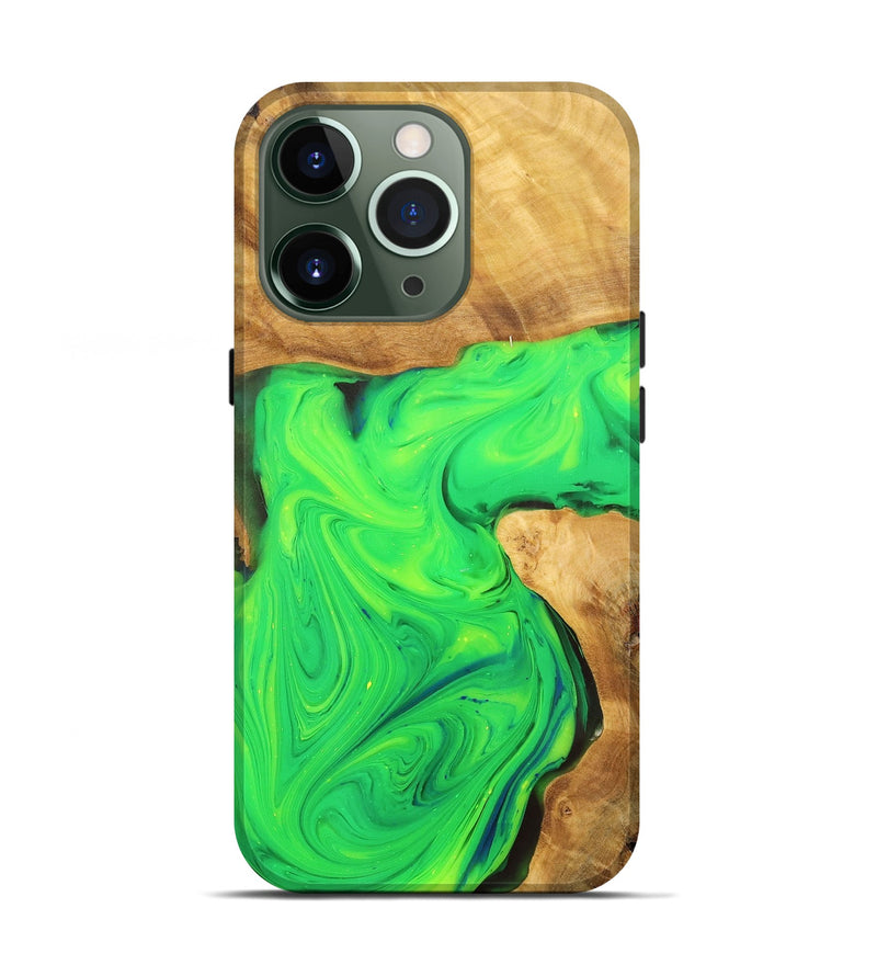 iPhone 13 Pro Wood+Resin Live Edge Phone Case - Beth (Green, 701158)