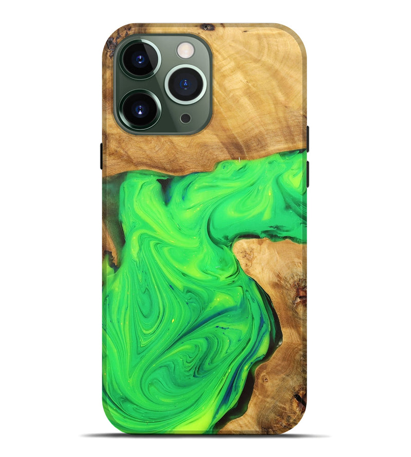 iPhone 13 Pro Max Wood+Resin Live Edge Phone Case - Beth (Green, 701158)