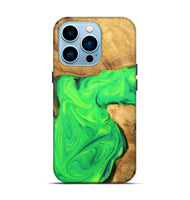 iPhone 14 Pro Wood+Resin Live Edge Phone Case - Beth (Green, 701158)
