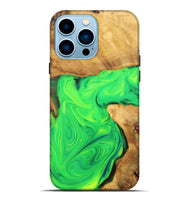 iPhone 14 Pro Max Wood+Resin Live Edge Phone Case - Beth (Green, 701158)
