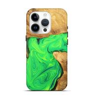 iPhone 15 Pro Wood+Resin Live Edge Phone Case - Beth (Green, 701158)