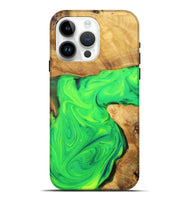 iPhone 15 Pro Max Wood+Resin Live Edge Phone Case - Beth (Green, 701158)