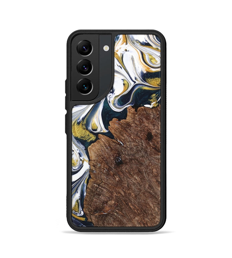 Galaxy S22 Wood+Resin Phone Case - Ramona (Teal & Gold, 701376)