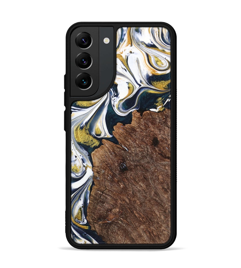 Galaxy S22 Plus Wood+Resin Phone Case - Ramona (Teal & Gold, 701376)