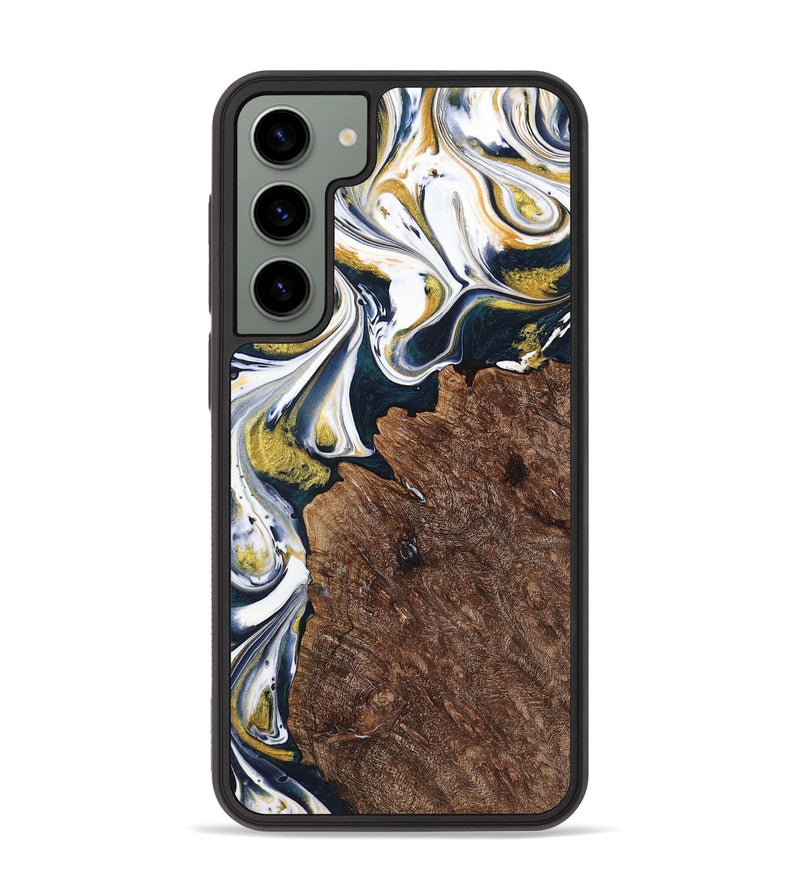 Galaxy S23 Plus Wood+Resin Phone Case - Ramona (Teal & Gold, 701376)