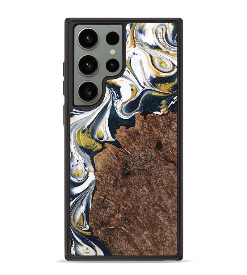 Galaxy S23 Ultra Wood+Resin Phone Case - Ramona (Teal & Gold, 701376)