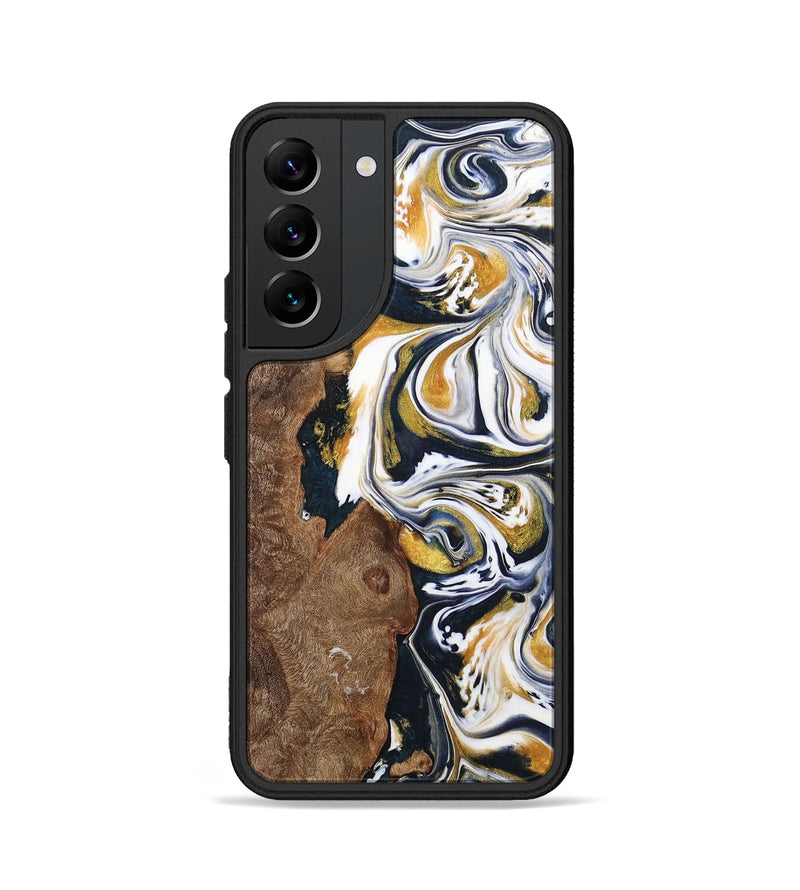 Galaxy S22 Wood+Resin Phone Case - Josiah (Teal & Gold, 701380)