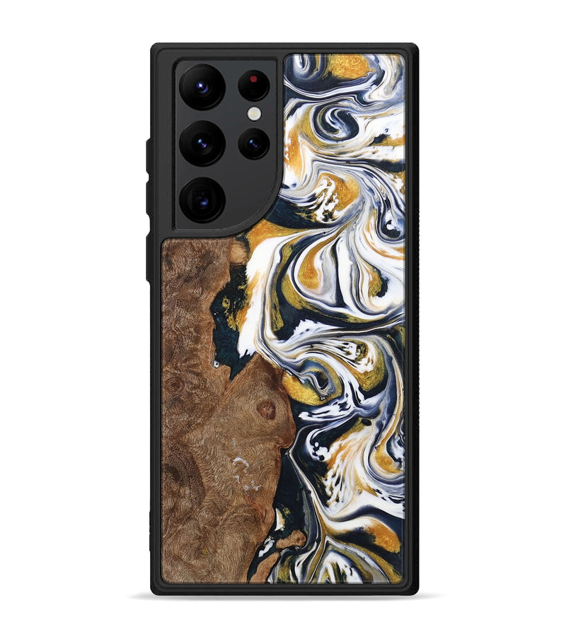 Galaxy S22 Ultra Wood+Resin Phone Case - Josiah (Teal & Gold, 701380)