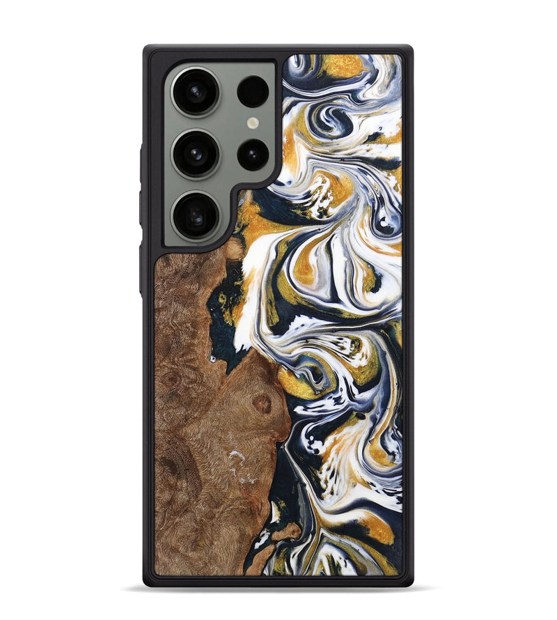 Galaxy S24 Ultra Wood+Resin Phone Case - Josiah (Teal & Gold, 701380)