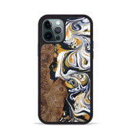 iPhone 12 Pro Wood+Resin Phone Case - Josiah (Teal & Gold, 701380)