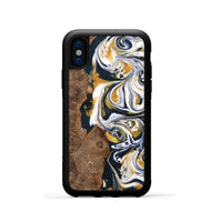 iPhone Xs Wood+Resin Phone Case - Josiah (Teal & Gold, 701380)