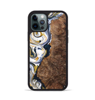 iPhone 12 Pro Wood+Resin Phone Case - Trisha (Teal & Gold, 701381)