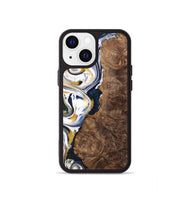 iPhone 13 mini Wood+Resin Phone Case - Trisha (Teal & Gold, 701381)