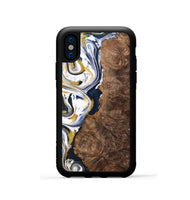 iPhone Xs Wood+Resin Phone Case - Trisha (Teal & Gold, 701381)