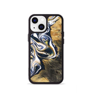iPhone 13 mini Wood+Resin Phone Case - Haisley (Teal & Gold, 701383)
