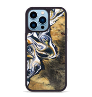 iPhone 14 Pro Max Wood+Resin Phone Case - Haisley (Teal & Gold, 701383)