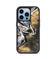 iPhone 14 Pro Wood+Resin Phone Case - Haisley (Teal & Gold, 701383)