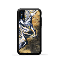 iPhone Xs Wood+Resin Phone Case - Haisley (Teal & Gold, 701383)