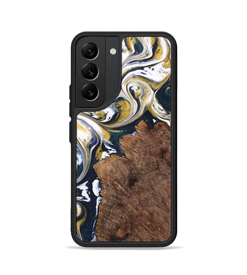 Galaxy S22 Wood+Resin Phone Case - Clay (Teal & Gold, 701391)