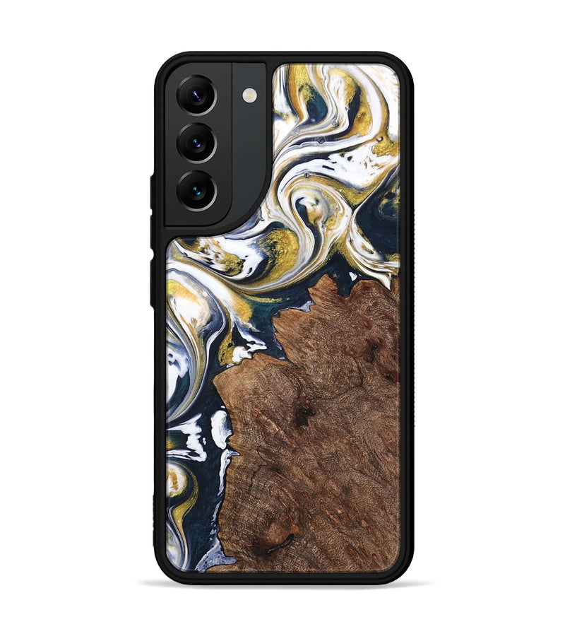 Galaxy S22 Plus Wood+Resin Phone Case - Clay (Teal & Gold, 701391)