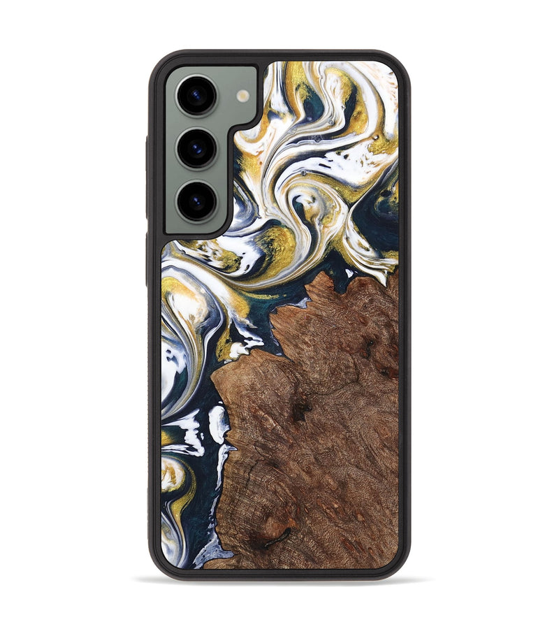 Galaxy S23 Plus Wood+Resin Phone Case - Clay (Teal & Gold, 701391)